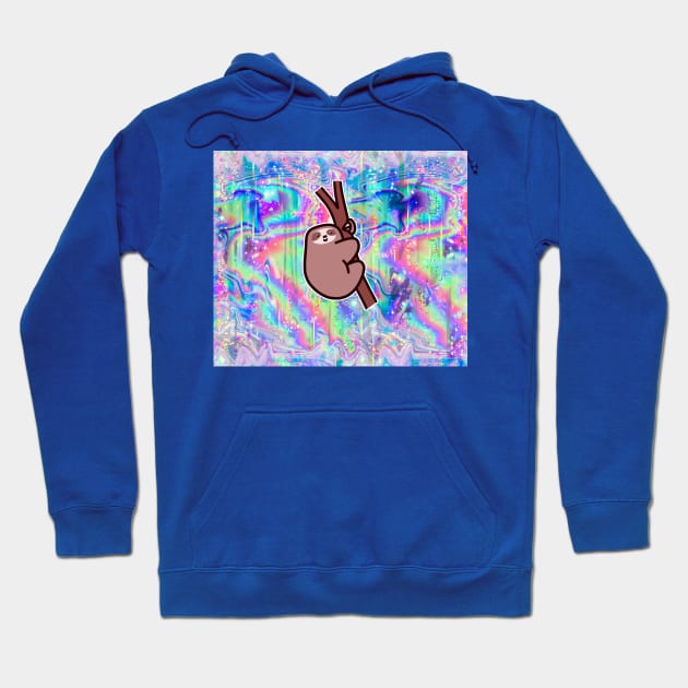 Climbing Sloth Rainbow Holographic Hoodie by saradaboru